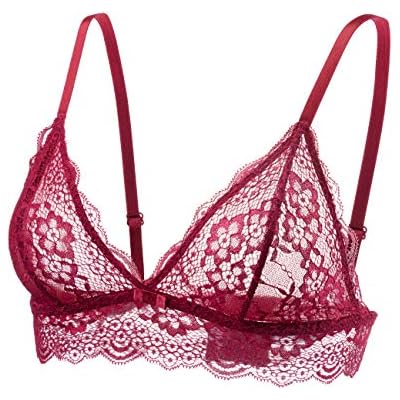 Lace Net Bra For Women No Underwire Comfy TriangleV Neck Unpadded Bra