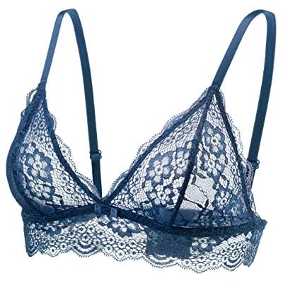 Lace Net Bra For Women No Underwire Comfy TriangleV Neck Unpadded Bra