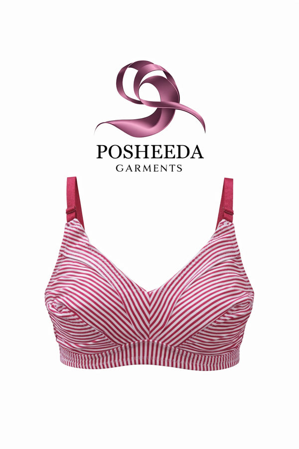 Premium Cotton Striped Wireless Comfort Bra