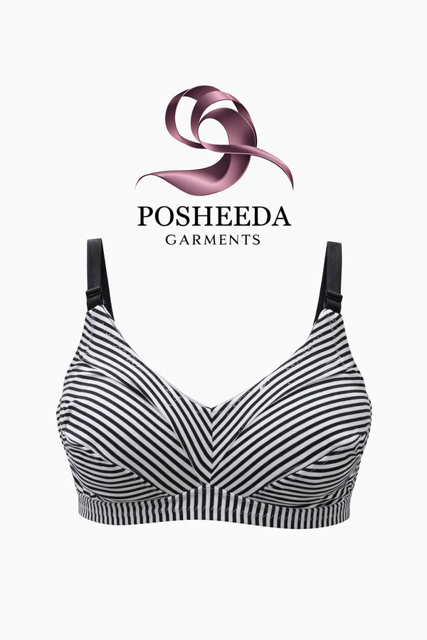 Premium Cotton Striped Wireless Comfort Bra
