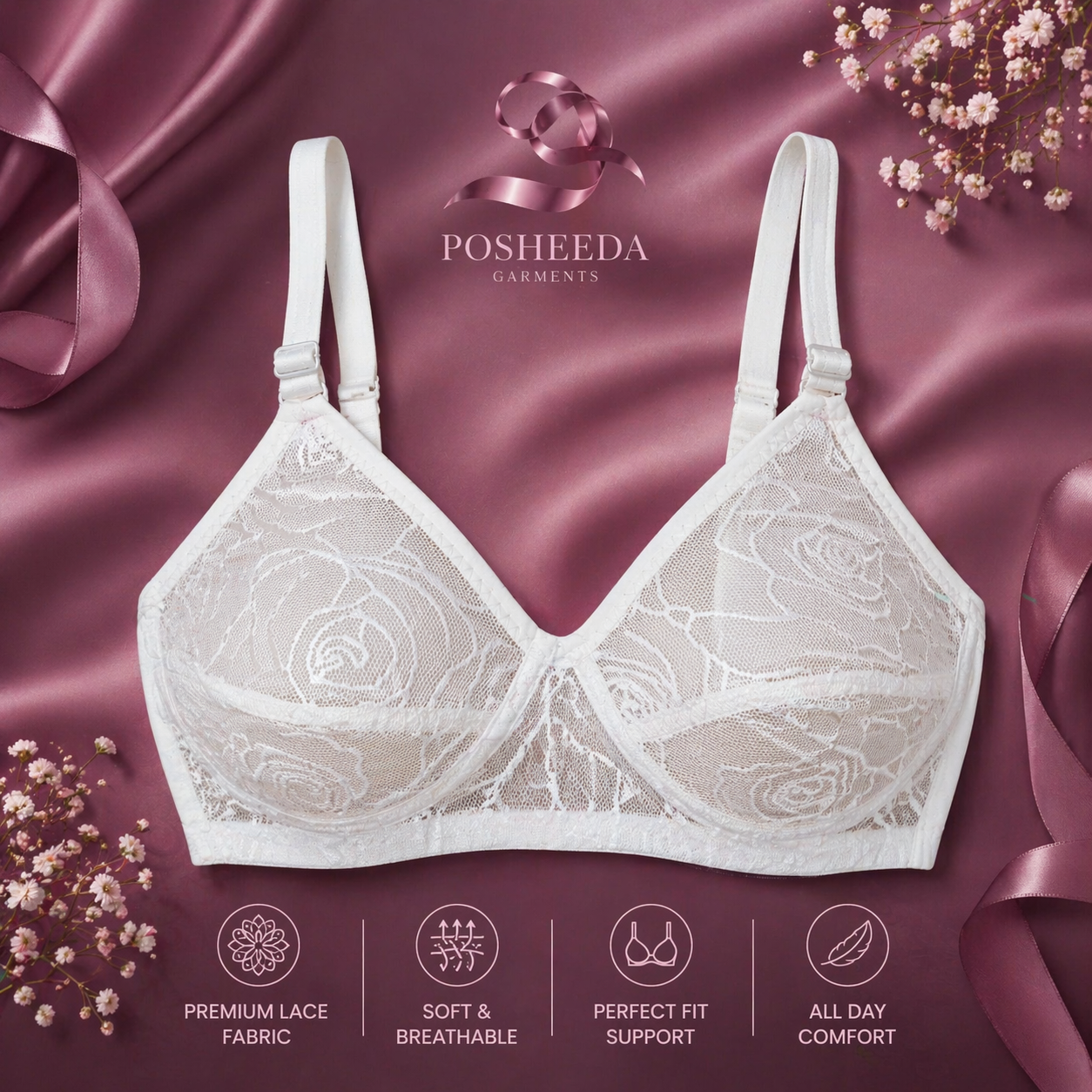 New Summer Arrival – Premium Net Lace Bra - Lightweight Breathable net Fabric