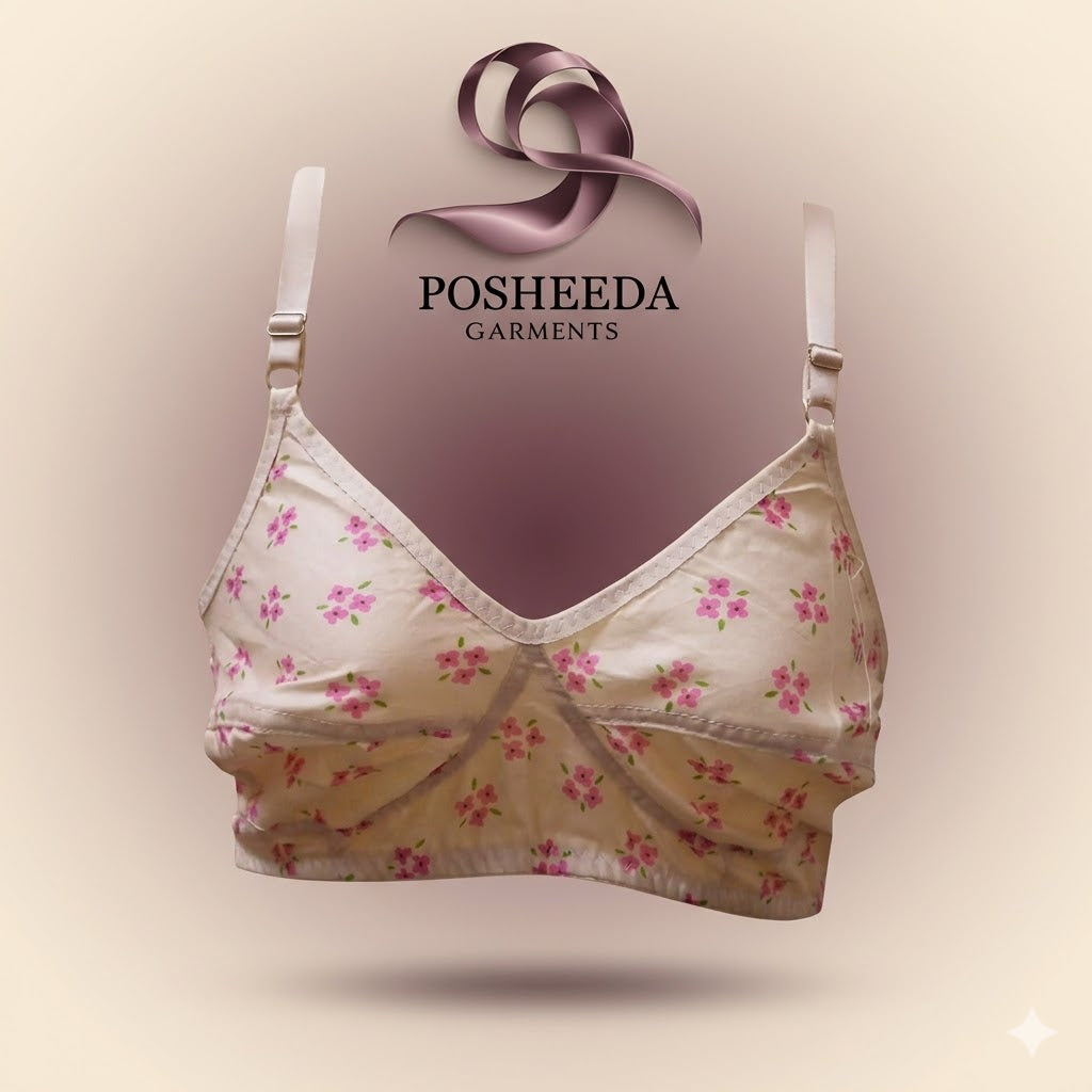 Soft Lawn Cotton Floral Bra 🌸 Designed for all-day comfort, breathable fabric, and perfect fit.