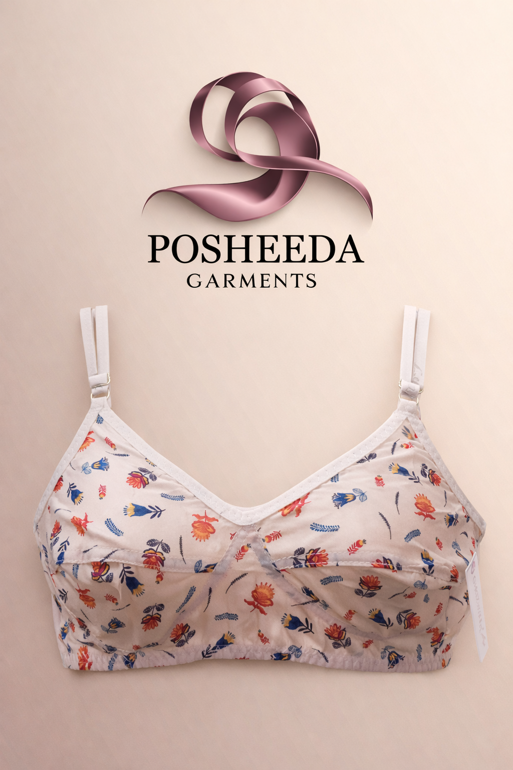 Soft Lawn Cotton Floral Bra 🌸 Designed for all-day comfort, breathable fabric, and perfect fit.