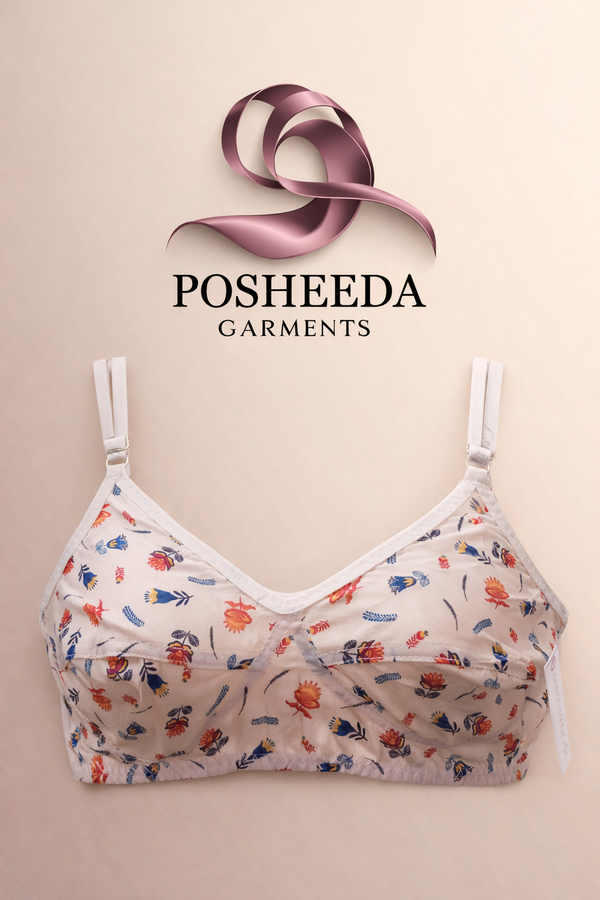 Soft Lawn Cotton Floral Bra 🌸 Designed for all-day comfort, breathable fabric, and perfect fit.