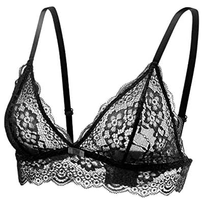 Lace Net Bra For Women No Underwire Comfy TriangleV Neck Unpadded Bra