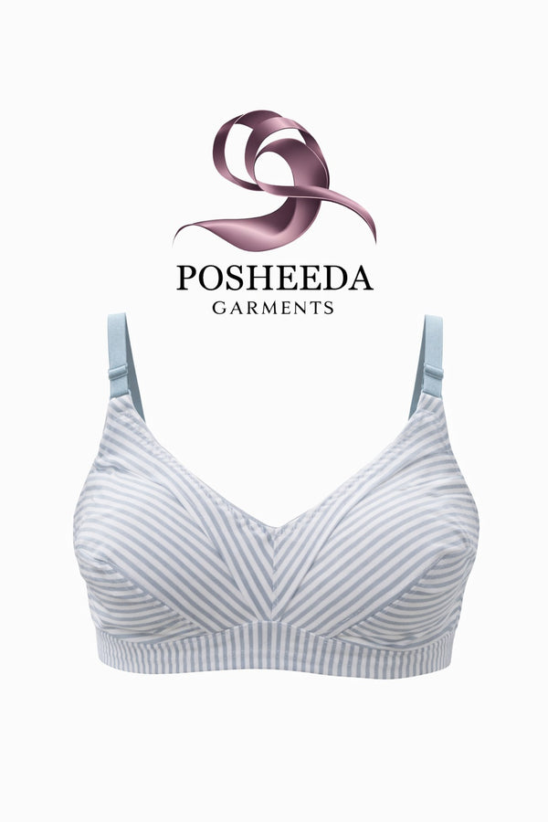 Premium Cotton Striped Wireless Comfort Bra