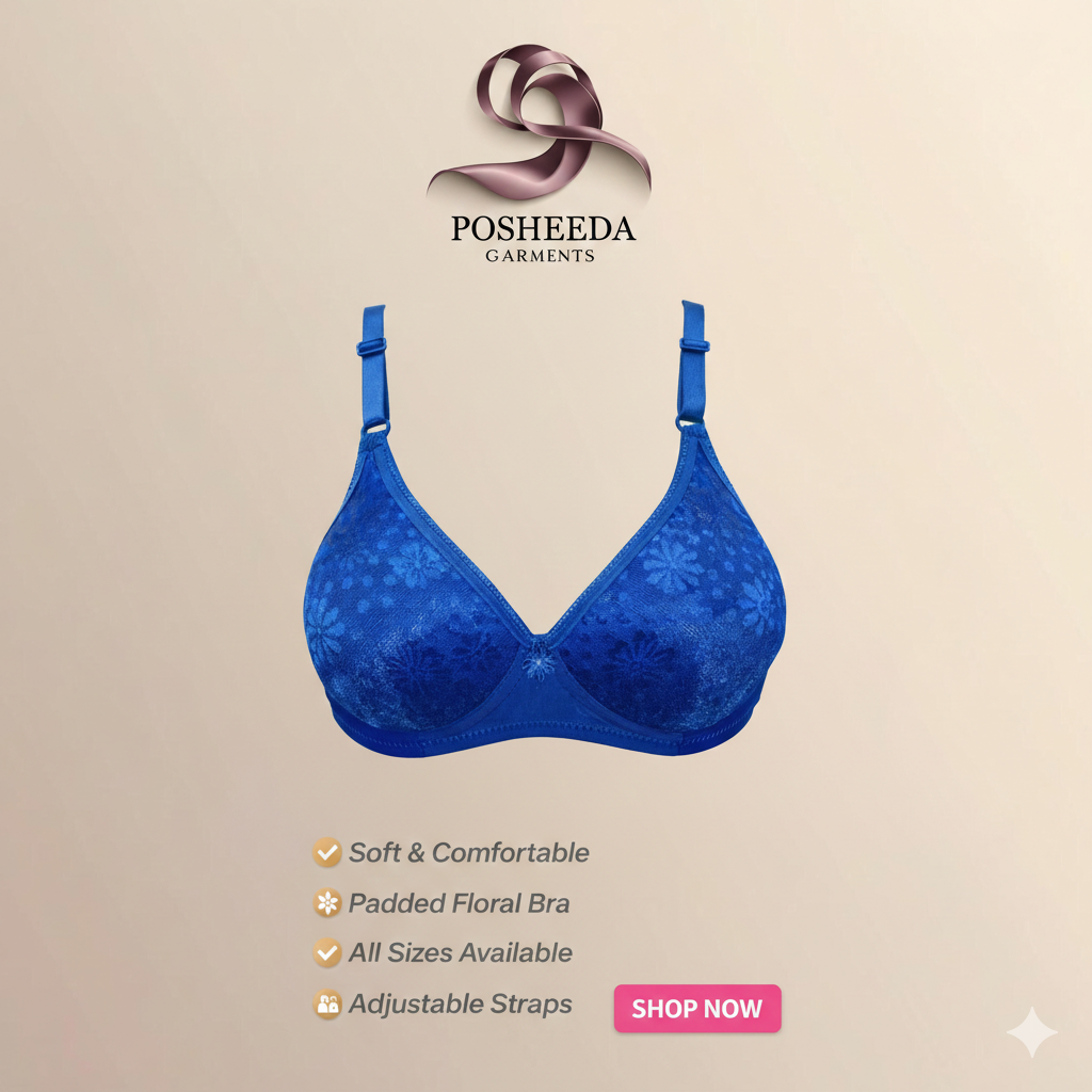 Premium Padded Floral Bra – Soft & Comfortable | Daily Wear | All Sizes Available