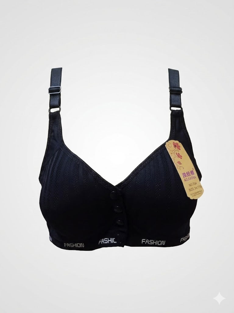 Stylish Front Button Padded Bra – Breathable Full Coverage Women’s Bra for Daily Comfort