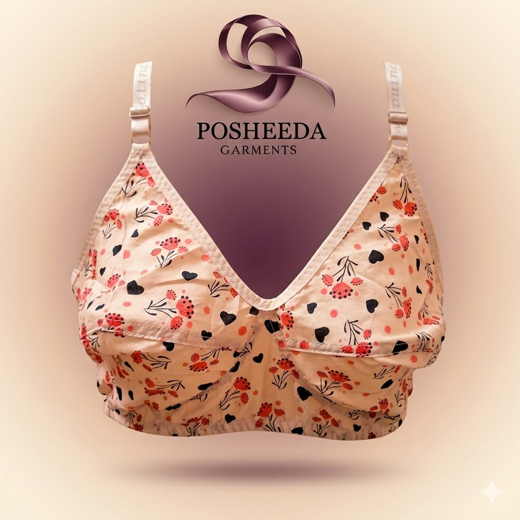Soft Lawn Cotton Floral Bra 🌸 Designed for all-day comfort, breathable fabric, and perfect fit.